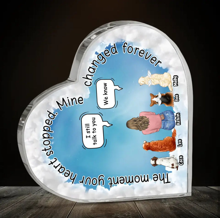 Custom Personalized Pet Mom/Dad Crystal Heart - Upto 4 Pets - Gift Idea For Pets Lover - The Moment Your Heart Stopped Mine Changed Forever