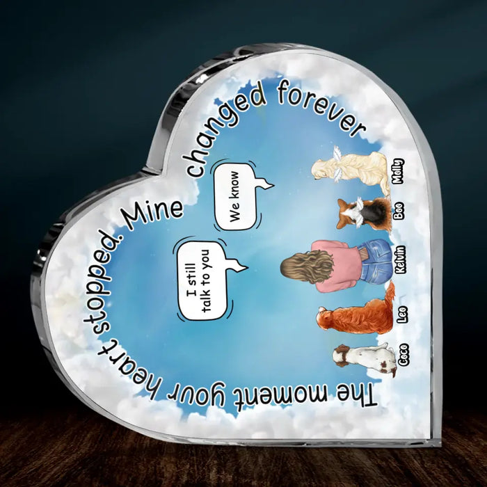 Custom Personalized Pet Mom/Dad Crystal Heart - Upto 4 Pets - Gift Idea For Pets Lover - The Moment Your Heart Stopped Mine Changed Forever