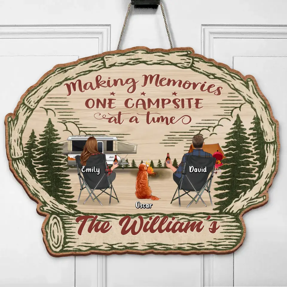 Caution Camping Again - Personalized Shaped Wood Sign - Gift For Camping Lovers main image 1