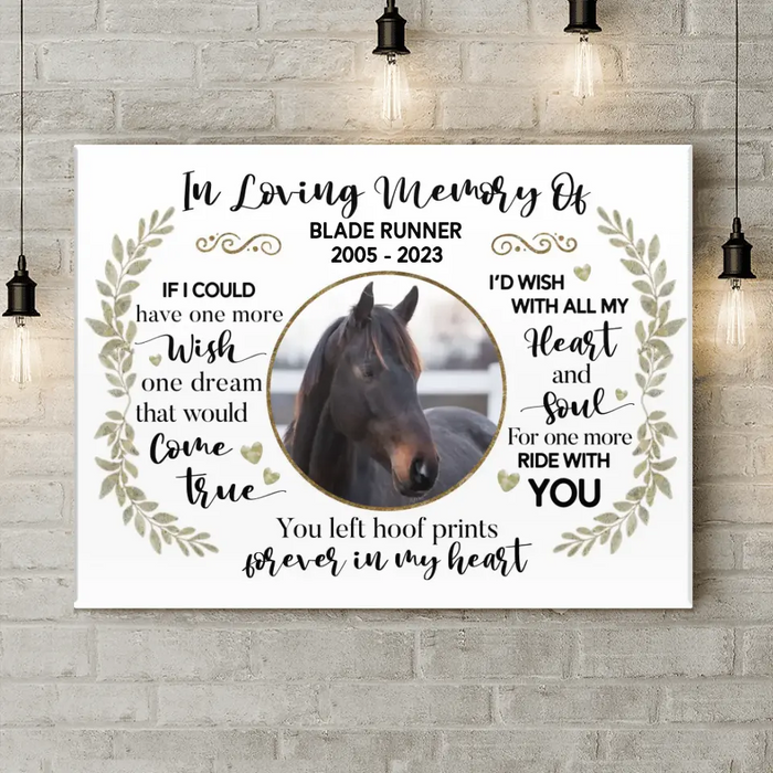 Personalized Memorial Canvas - Upload Horse Photo - Gift Idea For Horse Lovers - You Left Hoof Prints Forever In My Heart