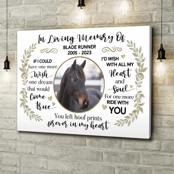 Personalized Memorial Canvas - Upload Horse Photo - Gift Idea For Horse Lovers - You Left Hoof Prints Forever In My Heart