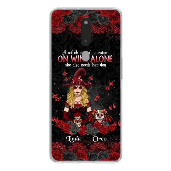 Personalized Witch Phone Case - Halloween Gift Idea for Witch Lovers/Pet Lovers - A Witch Can Not Survive On Wine Alone She Also Needs Her Dog - Case For Oppo/Xiaomi/Huawei