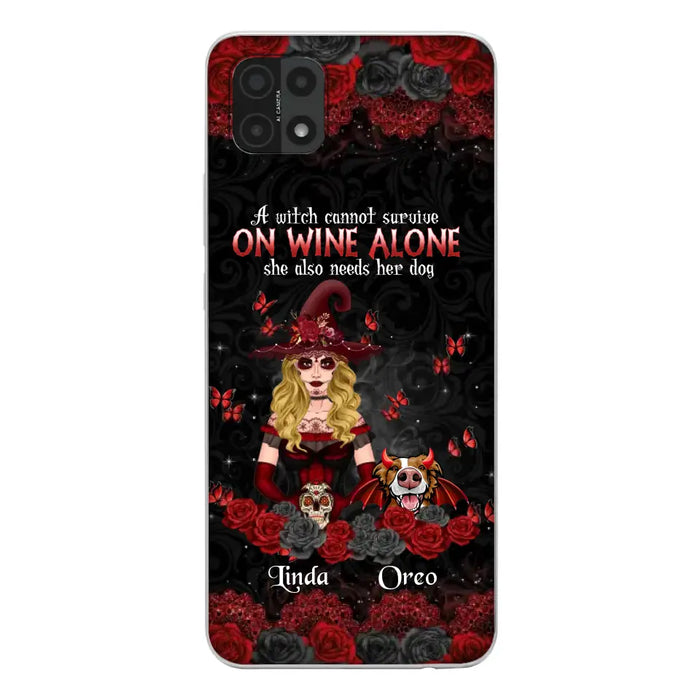 Personalized Witch Phone Case - Halloween Gift Idea for Witch Lovers/Pet Lovers - A Witch Can Not Survive On Wine Alone She Also Needs Her Dog - Case For Oppo/Xiaomi/Huawei