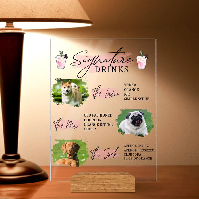 Custom Personalized Pet Photo Acrylic Plaque - Upto 3 Pets - Gift For Pet Lover - Signature Drinks
