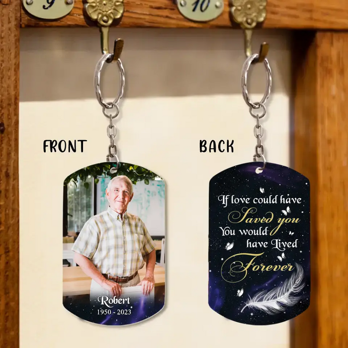 Custom Personalized Memorial Photo Aluminum Keychain - Memorial Gift Idea - If Love Could Have Saved You You Would Have Lived Forever