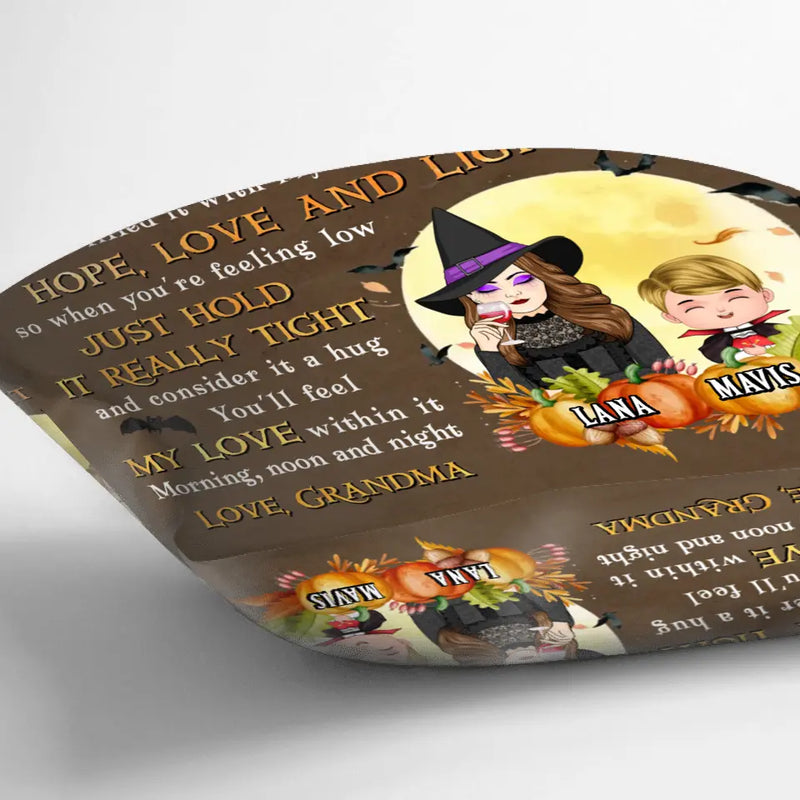 Personalized Grandma & Grandkid Witch Pillow Cover - Halloween Gift For Grandkid - To My Grandson I Hugged This Soft Pillow