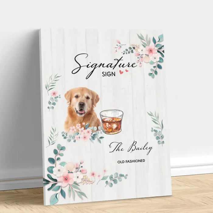 Custom Personalized Wedding Canvas - Upload Upto 3 Pet's Photo - Wedding Gift Idea For Couple/ Dog Lover - Signature Drink Sign