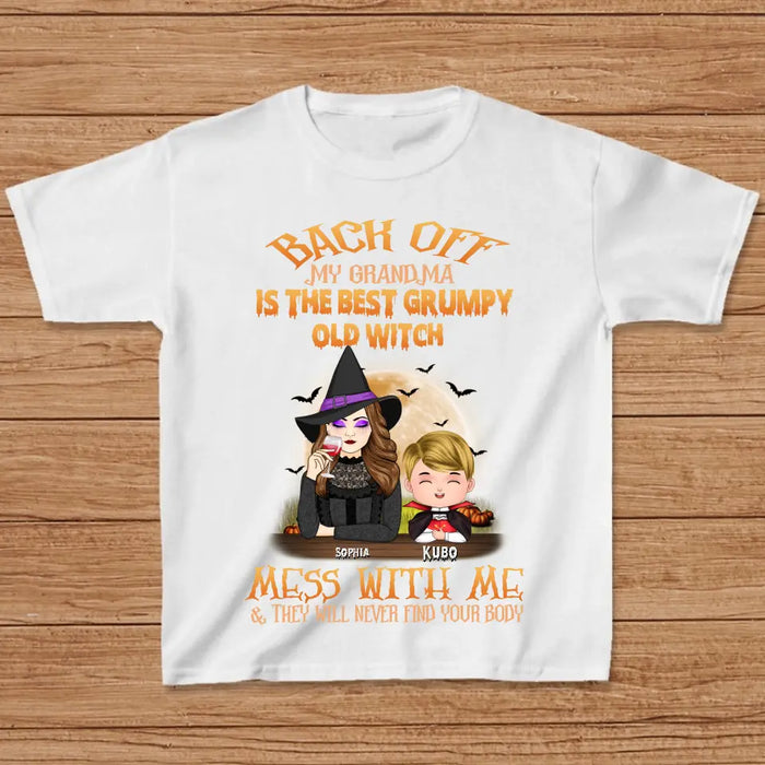 Custom Personalized Halloween Kid T-Shirt - Halloween Gift Idea from Grandma - Back Off My Grandma Is The Best Grumpy Old Witch