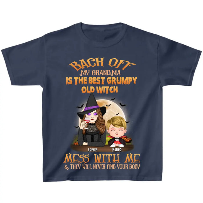 Custom Personalized Halloween Kid T-Shirt - Halloween Gift Idea from Grandma - Back Off My Grandma Is The Best Grumpy Old Witch