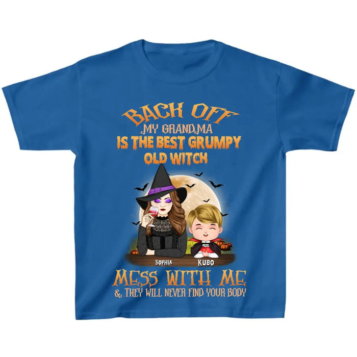 Custom Personalized Halloween Kid T-Shirt - Halloween Gift Idea from Grandma - Back Off My Grandma Is The Best Grumpy Old Witch