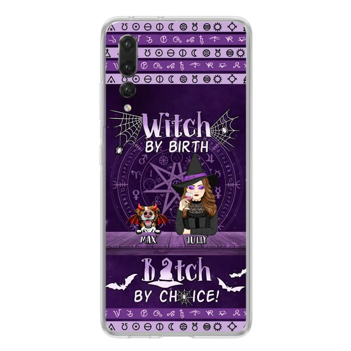 Custom Personalized Witch Phone Case - Halloween Gift Idea for Witch Lovers/Pet Lovers - Upto 3 Dogs/Cats - Witch By Birth Bitch By Choice - Case For Xiaomi/ Oppo/ Huawei