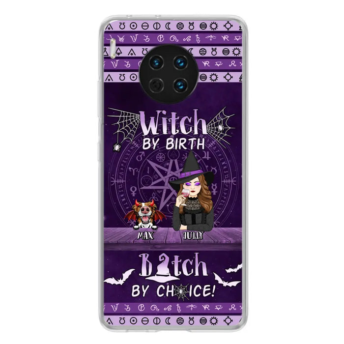Custom Personalized Witch Phone Case - Halloween Gift Idea for Witch Lovers/Pet Lovers - Upto 3 Dogs/Cats - Witch By Birth Bitch By Choice - Case For Xiaomi/ Oppo/ Huawei