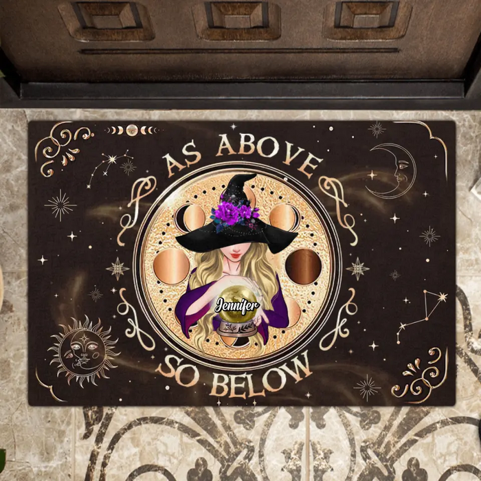 Custom Personalized Witch Doormat - Halloween Gift Idea For Witch Lover/Friend/Wiccan Decor/Pagan Decor - As Above So Below