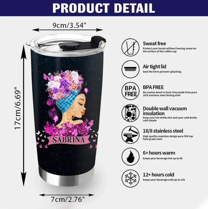 Personalized Birthday Black Girl Tumbler - Gift Idea for Birthday/Friends - A Queen Was Born On 18th December Happy Birthday To Me