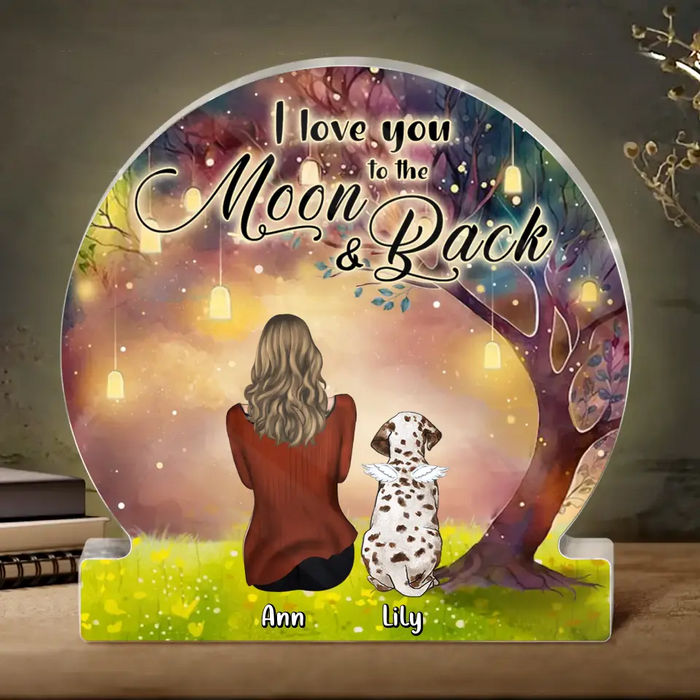 Custom Personalized Memorial Dog Acrylic Plaque - Upto 3 Dogs - Memorial Gift Idea For Dog Owner - I Love You To The Moon & Back