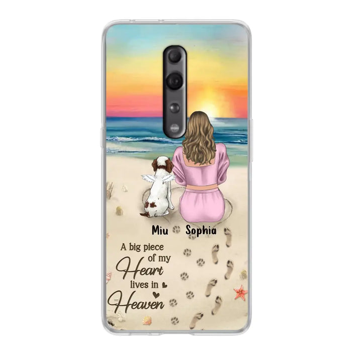 Custom Personalized Memorial Dog Mom Phone Case - Upto 3 Dogs - Memorial Gift Idea for Dog Owners - A Big Piece Of My Heart Lives In Heaven - Case for Oppo/Xiaomi/Huawei