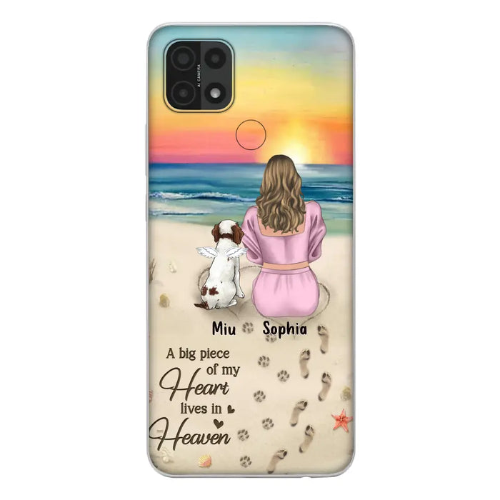 Custom Personalized Memorial Dog Mom Phone Case - Upto 3 Dogs - Memorial Gift Idea for Dog Owners - A Big Piece Of My Heart Lives In Heaven - Case for Oppo/Xiaomi/Huawei