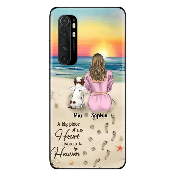 Custom Personalized Memorial Dog Mom Phone Case - Upto 3 Dogs - Memorial Gift Idea for Dog Owners - A Big Piece Of My Heart Lives In Heaven - Case for Oppo/Xiaomi/Huawei