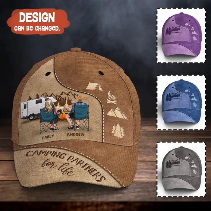 Custom Personalized Camping Couple Cap - Gift Idea for Camping Lover - Camping Partners For Life
