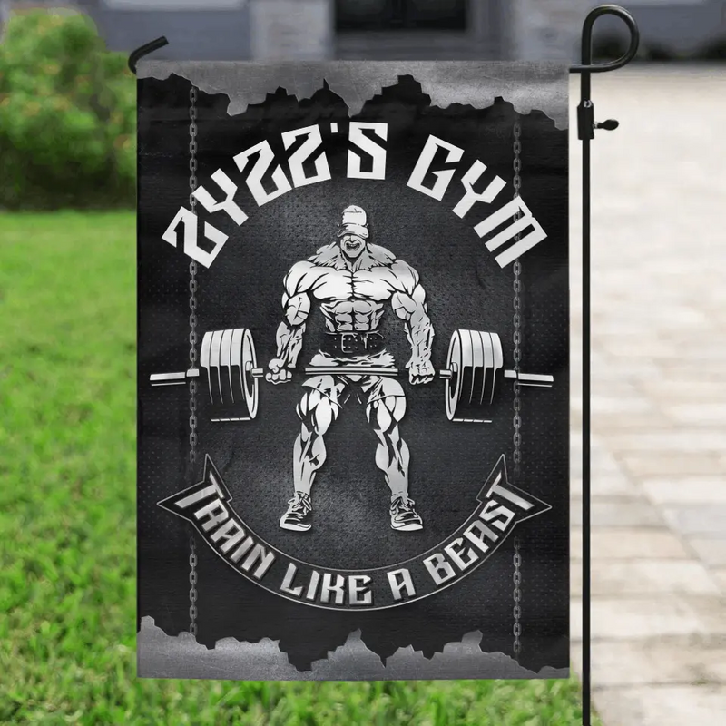 Personalized Muscle Man Flag Sign - Gift Idea For Gym Fitness Lovers - Train Like A Beast