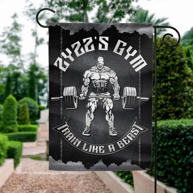Personalized Muscle Man Flag Sign - Gift Idea For Gym Fitness Lovers - Train Like A Beast