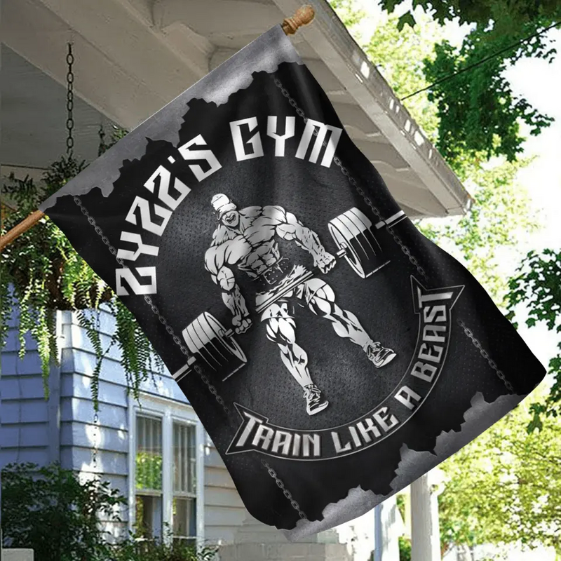 Personalized Muscle Man Flag Sign - Gift Idea For Gym Fitness Lovers - Train Like A Beast