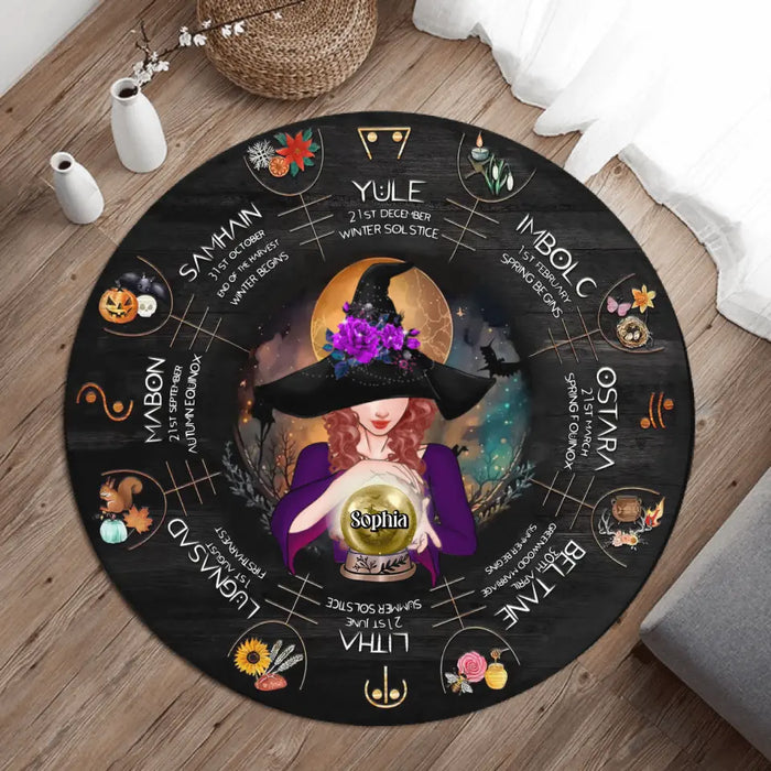 Custom Personalized Witch Round Rug - Gift Idea For Halloween/Wicca Decor/Pagan Decor