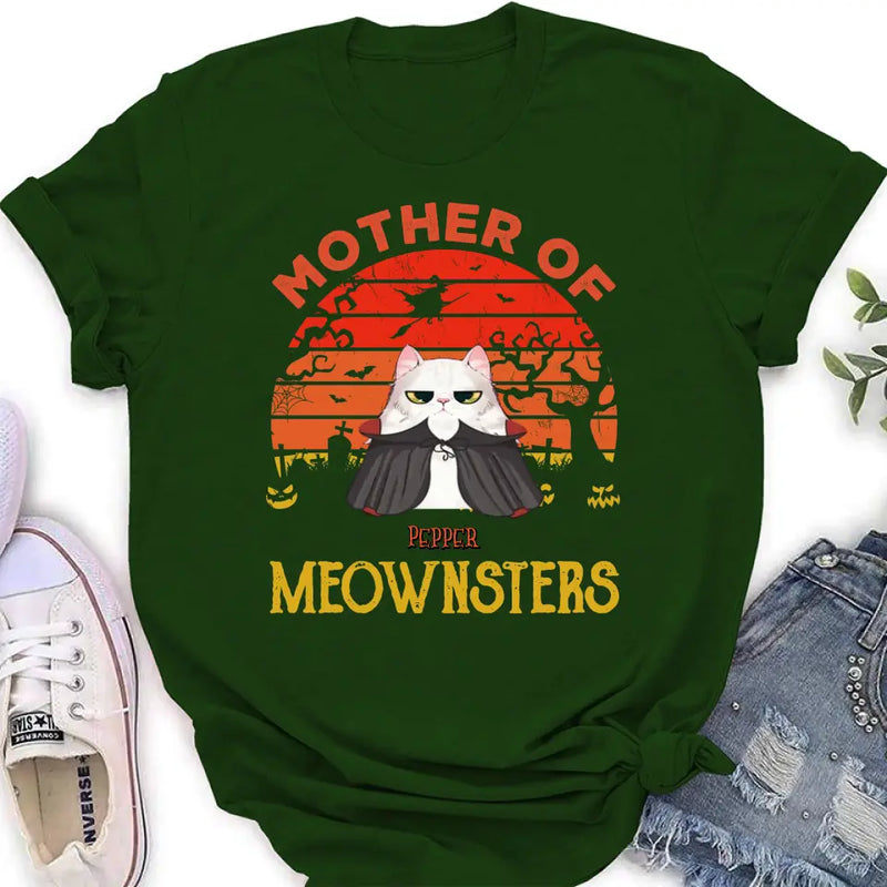Personalized Halloween Cat T-shirt/Sweatshirt/Long Sleeve/Hoodie - Up to 4 Cats - Halloween Gift For Cat Lover - Mother Of Meownsters