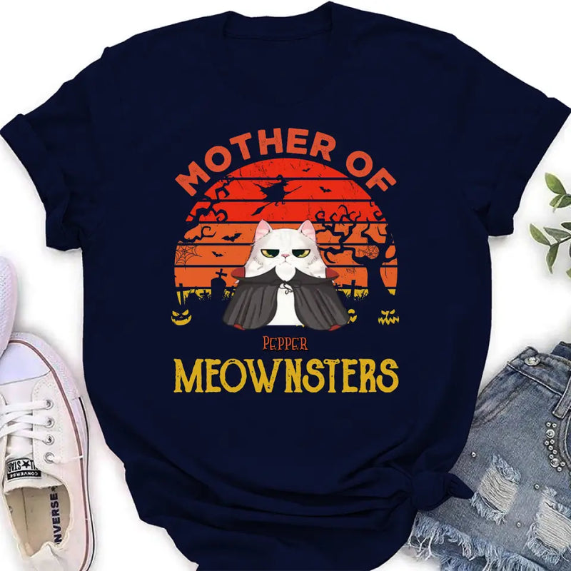 Personalized Halloween Cat T-shirt/Sweatshirt/Long Sleeve/Hoodie - Up to 4 Cats - Halloween Gift For Cat Lover - Mother Of Meownsters