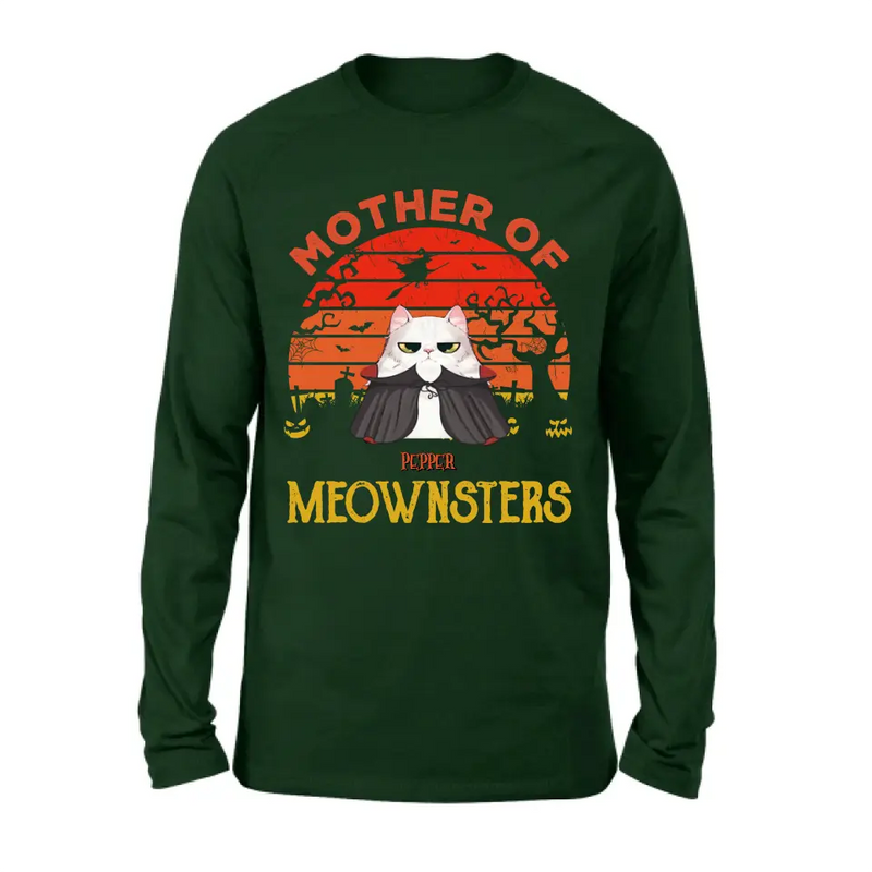 Personalized Halloween Cat T-shirt/Sweatshirt/Long Sleeve/Hoodie - Up to 4 Cats - Halloween Gift For Cat Lover - Mother Of Meownsters