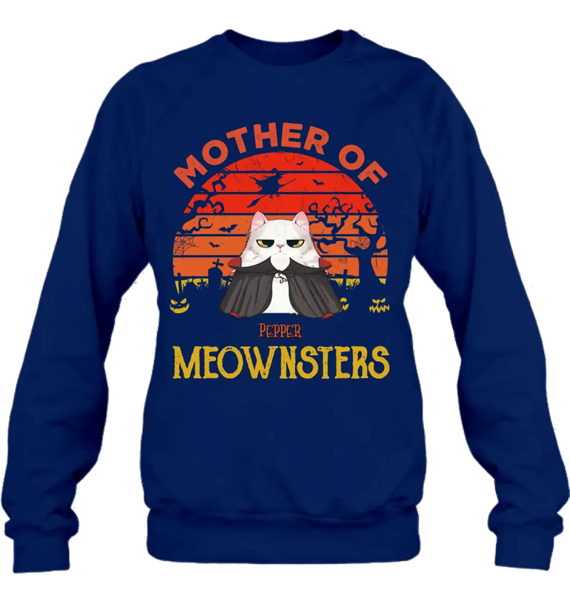 Personalized Halloween Cat T-shirt/Sweatshirt/Long Sleeve/Hoodie - Up to 4 Cats - Halloween Gift For Cat Lover - Mother Of Meownsters