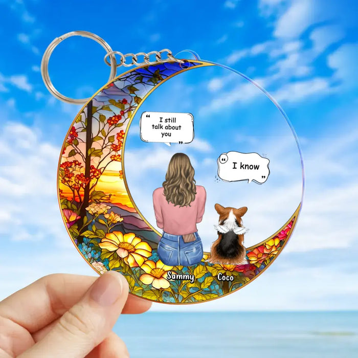 Custom Personalized Memorial Pet Suncatcher Acrylic Keychain - Upto 3 Dogs/Cats/Rabbits - Memorial Gift Idea for Pet Owners - I Still Talk About You