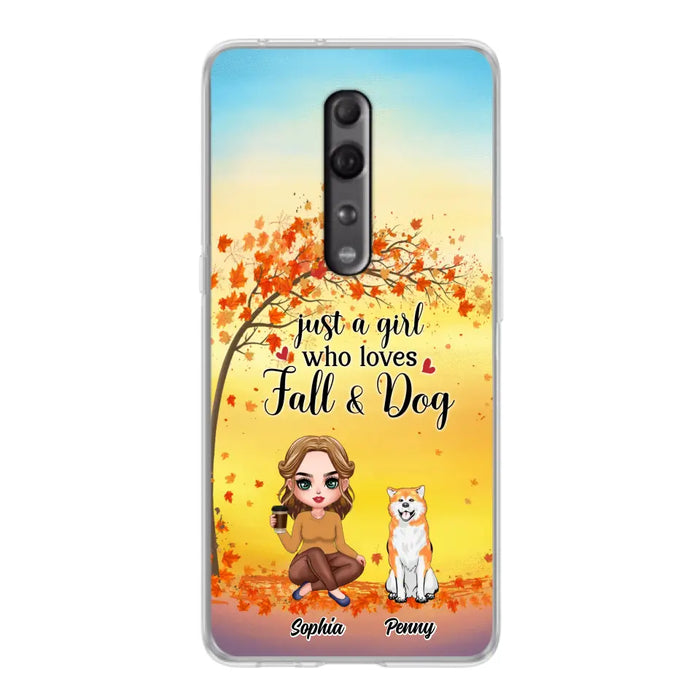 Custom Personalized Dog Mom Phone Case - Gift Idea For Dog Lovers/ Autumn Gift - Upto 4 Dogs - Just A Girl Who Loves Fall & Dogs - Case For Xiaomi/ Oppo/ Huawei