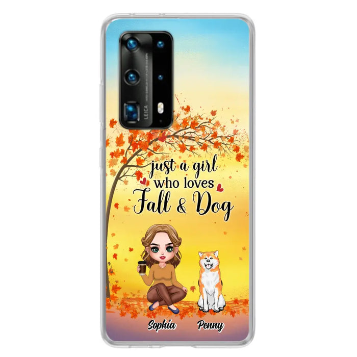 Custom Personalized Dog Mom Phone Case - Gift Idea For Dog Lovers/ Autumn Gift - Upto 4 Dogs - Just A Girl Who Loves Fall & Dogs - Case For Xiaomi/ Oppo/ Huawei