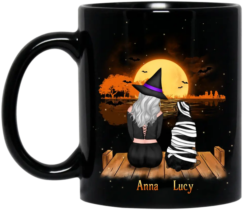 Personalized Dog Mom Coffee Mug - Up to 4 Dogs - Halloween Gift Idea for Dog Lovers - Happy Halloween