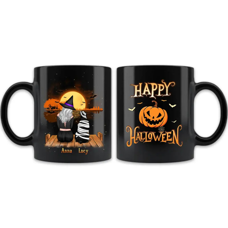 Personalized Dog Mom Coffee Mug - Up to 4 Dogs - Halloween Gift Idea for Dog Lovers - Happy Halloween