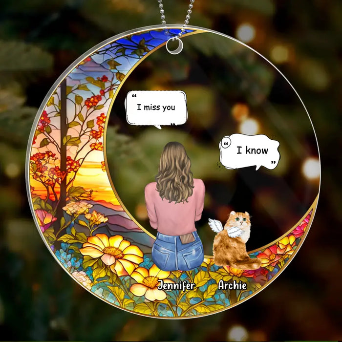 Custom Personalized Memorial Pet Suncatcher Circle Acrylic Ornament - Memorial Gift Idea For Dog/Cat/Rabbit Owners - I Miss You