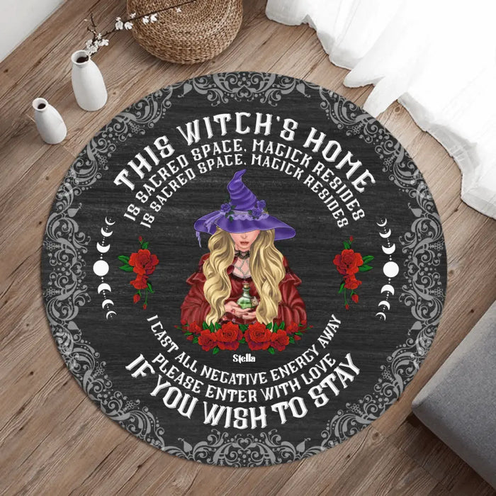 Personalized Witch Round Rug - Gift Idea For Halloween/ Witch/ Wicca/ Pagan Decor - I Case All Negative Energy Away Please Enter With Love