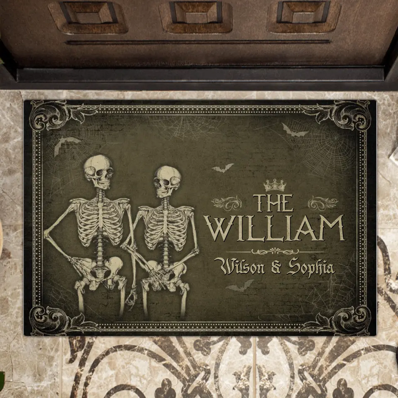Personalized Skeleton Doormat - Gift Idea For Couple/Family - Doormat With Family's Name