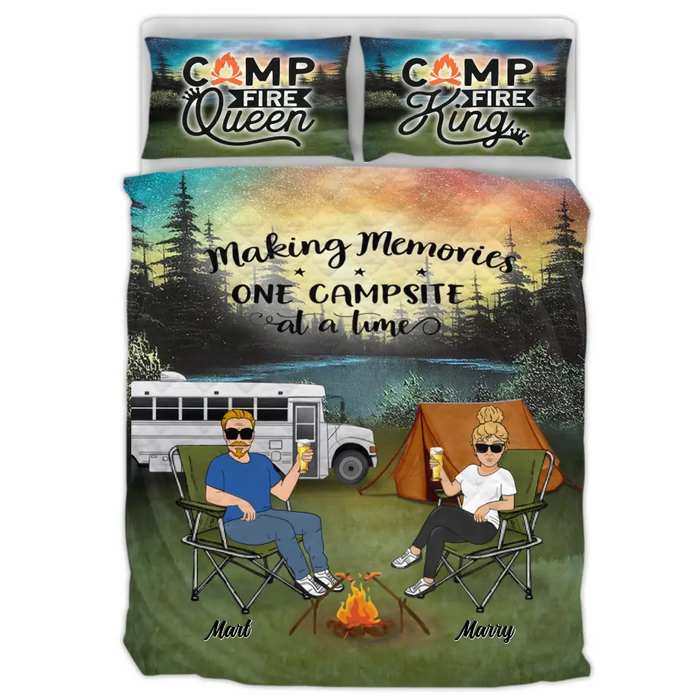 Custom Personalized Husband And Wife Camping Quilt Bed Sets - Gift Idea For Camping Couple - Making Memories One Campsite At A Time