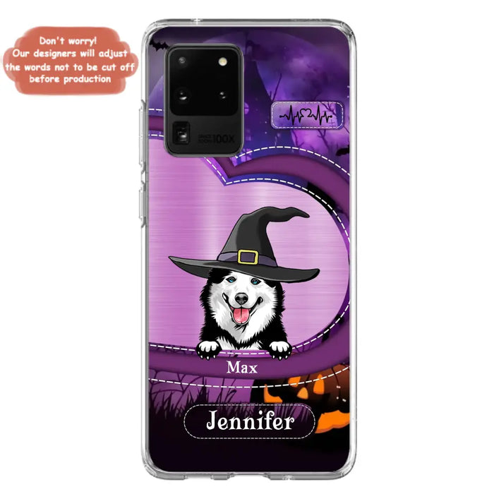 Custom Personalized Dog Halloween Phone Case - Gift Idea For Dog Lover/ Halloween - Upto 3 Dogs -  Case For iPhone/Samsung