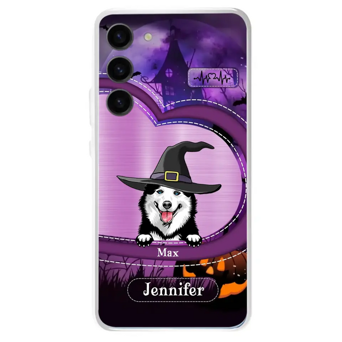 Custom Personalized Dog Halloween Phone Case - Gift Idea For Dog Lover/ Halloween - Upto 3 Dogs -  Case For iPhone/Samsung