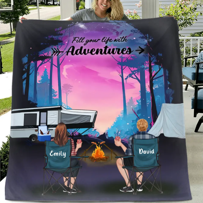 Custom Personalized Camping Quilt Blanket/Fleece Blanket - Full Option - Best Gift For Camping Lovers - Fill Your Life With Adventures