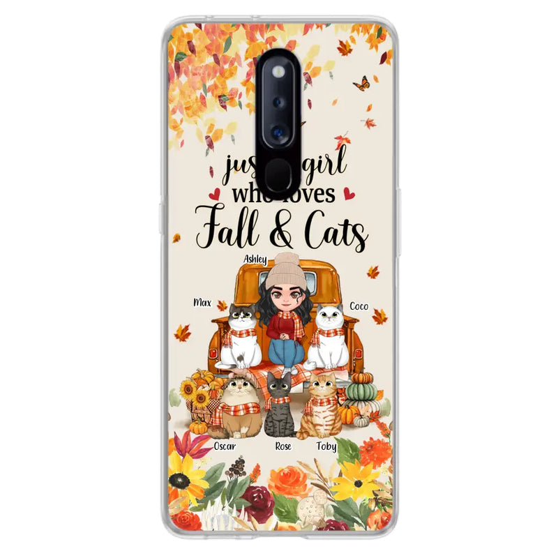 Personalized Cat Mom Autumn Phone Case - Gift Idea For Cat Lovers - Up to 5 Cats - Case For Xiaomi/ Oppo/ Huawei - Just A Girl Who Loves Fall & Cats