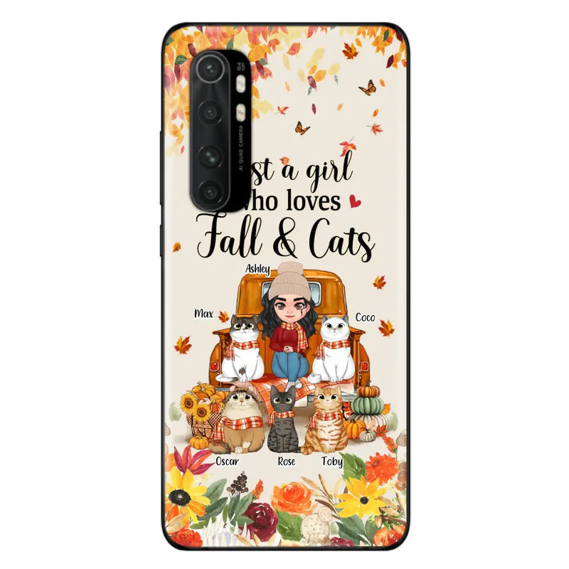 Personalized Cat Mom Autumn Phone Case - Gift Idea For Cat Lovers - Up to 5 Cats - Case For Xiaomi/ Oppo/ Huawei - Just A Girl Who Loves Fall & Cats