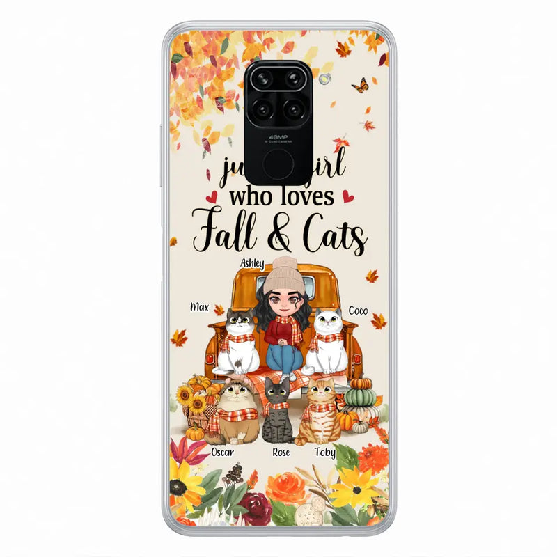 Personalized Cat Mom Autumn Phone Case - Gift Idea For Cat Lovers - Up to 5 Cats - Case For Xiaomi/ Oppo/ Huawei - Just A Girl Who Loves Fall & Cats