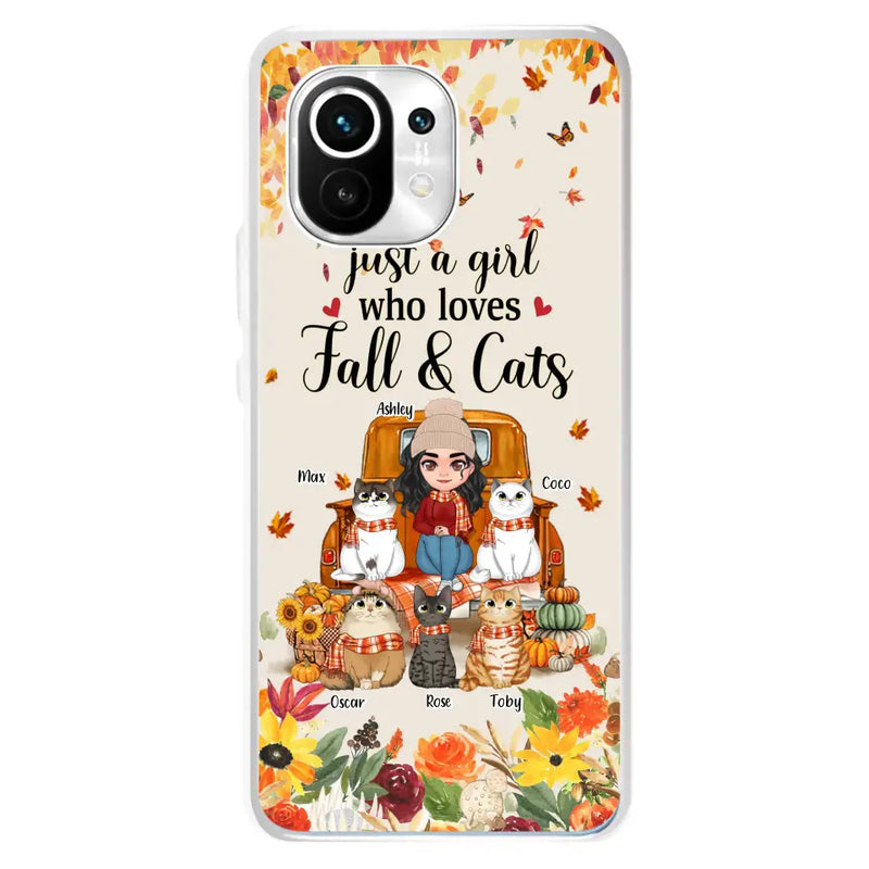 Personalized Cat Mom Autumn Phone Case - Gift Idea For Cat Lovers - Up to 5 Cats - Case For Xiaomi/ Oppo/ Huawei - Just A Girl Who Loves Fall & Cats