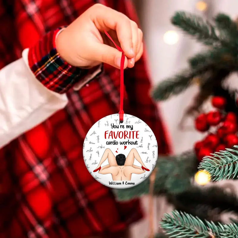 Personalized Couple Circle Wooden Ornament - You're My Favorite Cardio Workout - Gift Idea For Couple/Him/Her/Christmas
