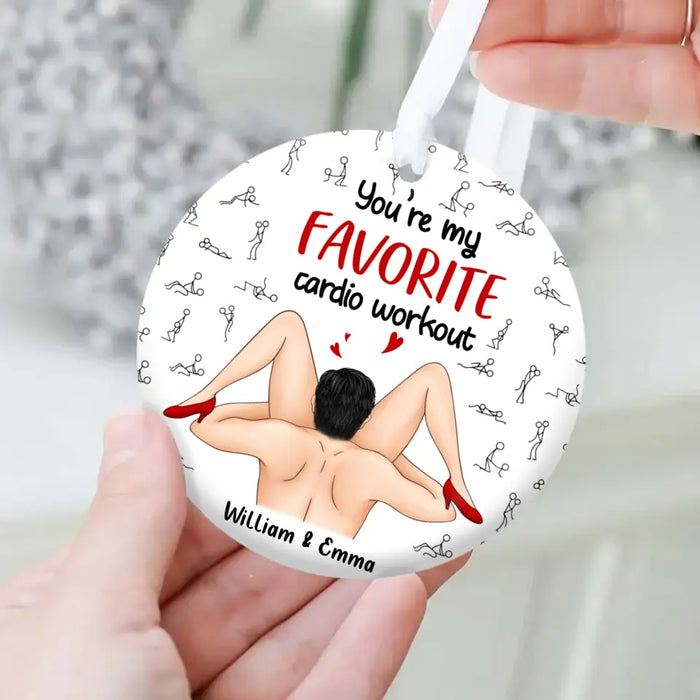 Personalized Couple Circle Wooden Ornament - You're My Favorite Cardio Workout - Gift Idea For Couple/ Him/ Her/ Christmas