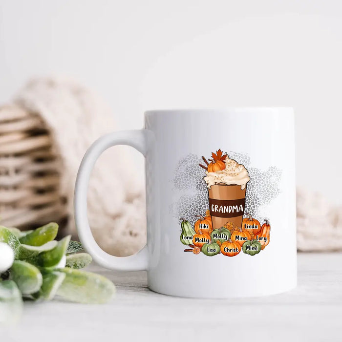 Personalized Grandma Mom Coffee Mug - Gift Idea for Grandma/Halloween - Upto 10 Children